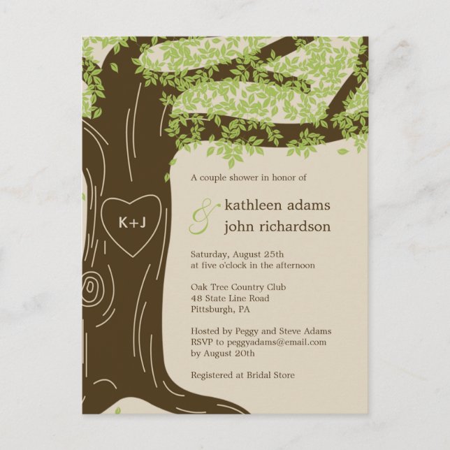 Oak Tree Couple Shower Invitation Postcard (Front)