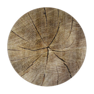 Oak Tree Cross Section Glass Chopping Board