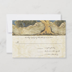 Oak Tree Distressed Damask Metallic Elegance RSVP Card