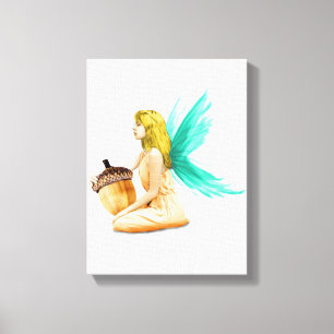 Oak Tree Fairy holding Acorn Canvas Print