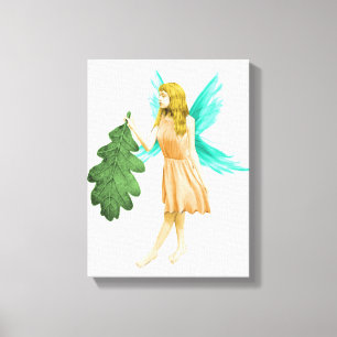 Oak Tree Fairy holding an Oak Leaf Canvas Print