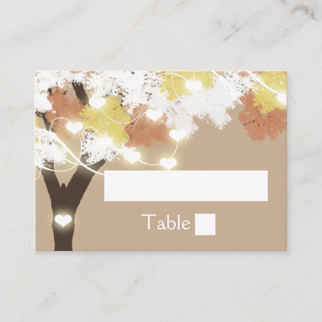 Oak Tree fall string lights Place Card (Front)