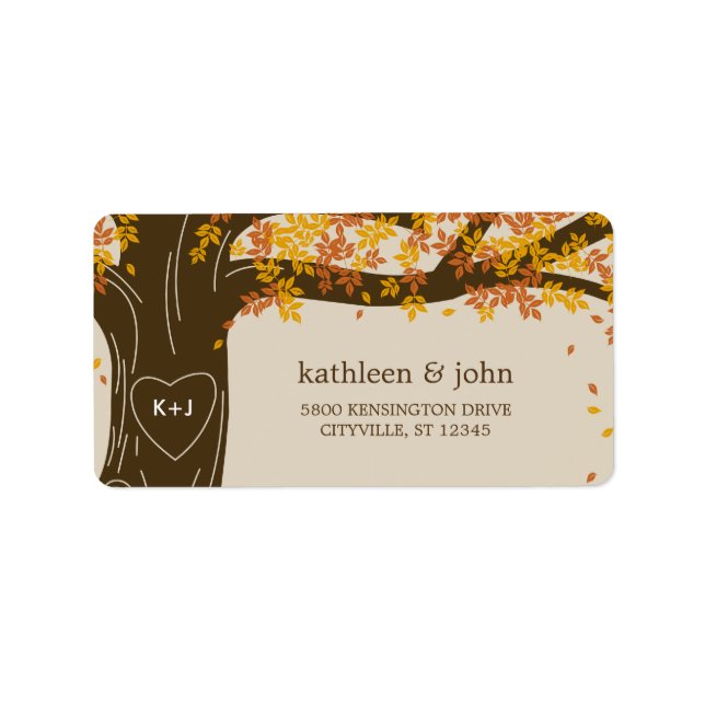 Oak Tree Fall Wedding Address Labels (Front)
