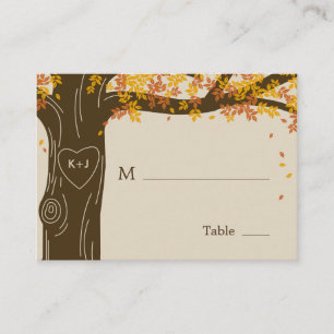 Oak Tree Fall Wedding Flat Place Cards