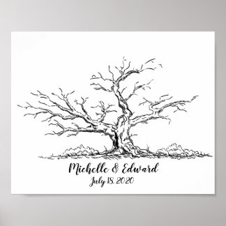 Oak Tree Fingerprint Guestbook For Family