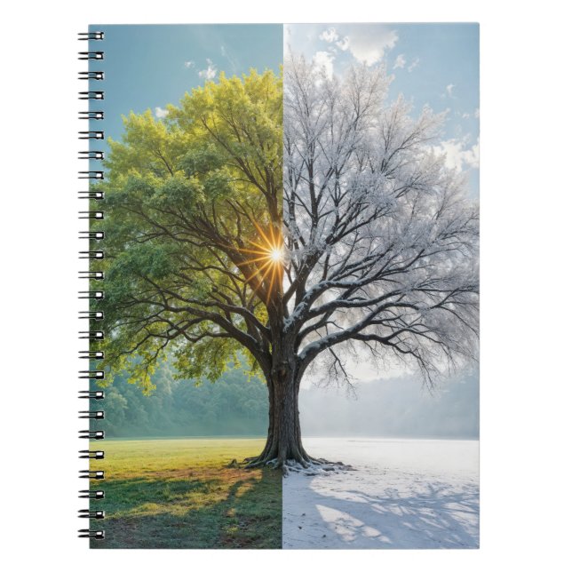 Oak Tree In Dual Seasons Notebook (Front)