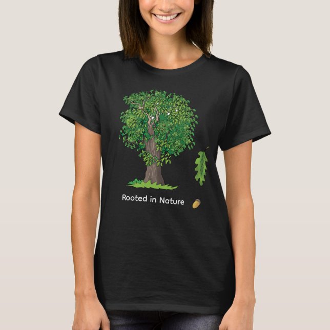 Oak tree, leaf and acorn T-Shirt (Front)