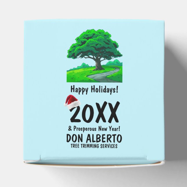 Oak Tree Logo | Tree Trimming Santa Hat Holiday Favour Box (Top)