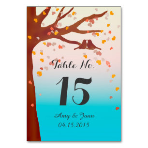 Oak tree lovebirds hearts table numbers love1