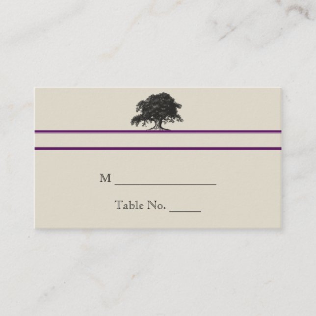Oak Tree Plantation in Purple Wedding Place Cards (Front)