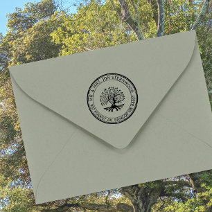 Oak Tree Rustic Border Address Nature and Business Rubber Stamp