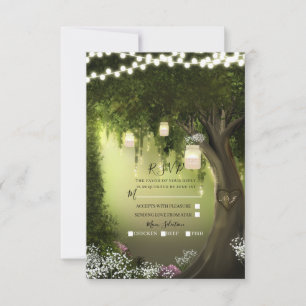Oak Tree Rustic Enchanted Forest Garden RSVP Reply Card
