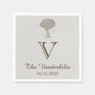 Oak Tree Sketch Wedding Napkin