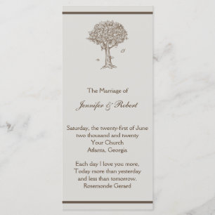 Oak Tree Sketch Wedding Program Programme