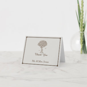 Oak Tree Sketch Wedding Thank You Card