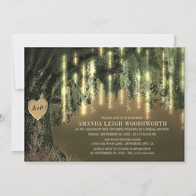 Oak Tree Spanish Moss Bridal Shower Invitations (Front)