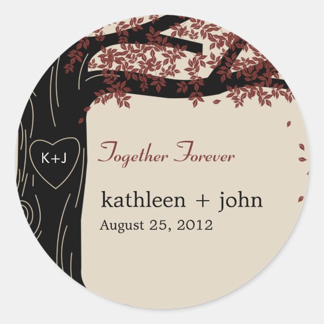 Oak Tree Wedding Favour Sticker (Front)