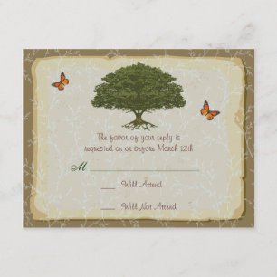 Oak Tree Wedding Matching RSVP Card