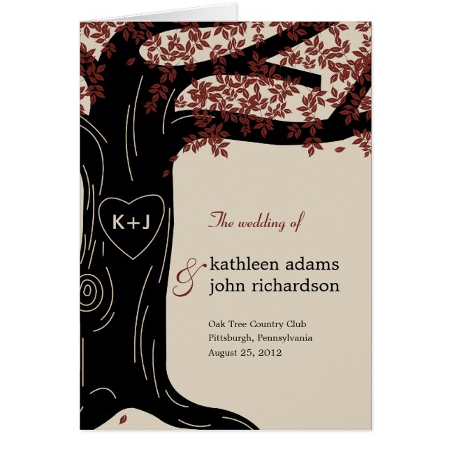 Oak Tree Wedding Program Card (Front)