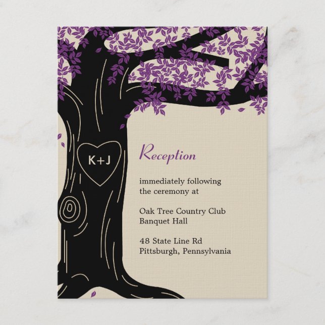 Oak Tree Wedding Reception Card (Front)
