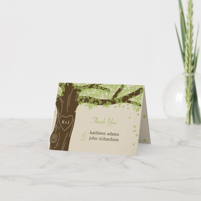 Oak Tree Wedding Thank You Note Cards (Front)