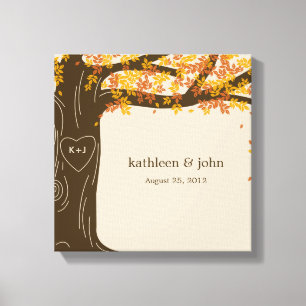Oak Tree Wrapped Canvas Art - Orange