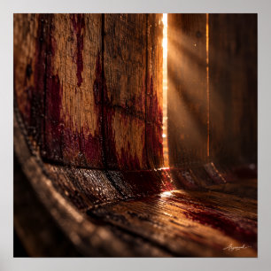 Oak Wine Barrel Light Macro Photography Poster