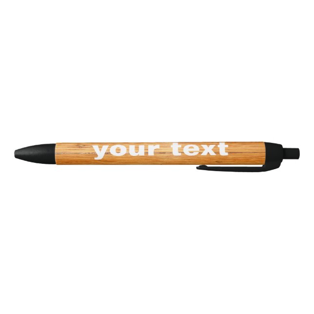 Oak Wood Grain Black Ink Pen (Bottom)