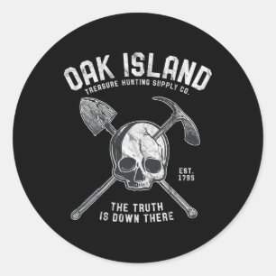 Oak Wood Skull Island Vintage Skull Templar Treasu Classic Round Sticker