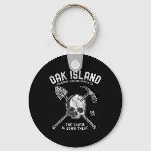 Oak Wood Skull Island Vintage Skull Templar Treasu Key Ring