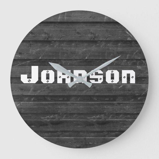 oak wood with family name large clock (Front)