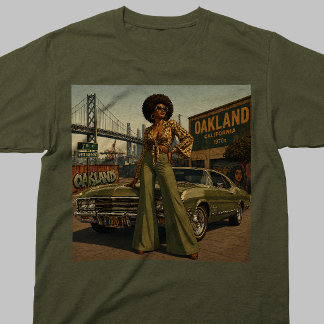 Oakland 1970s Retro Black Woman Vintage T-Shirt