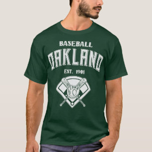 Oakland Baseball Est 1901 Vintage White Text T-Shirt
