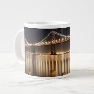 Oakland Bay Bridge night reflections. Large Coffee Mug