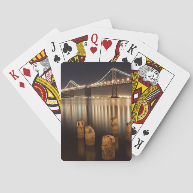 Oakland Bay Bridge night reflections. Playing Cards (Back)