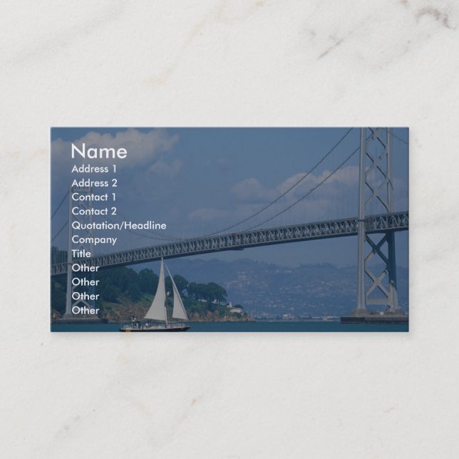 Oakland Bay Bridge with sailboat, San Francisco, C Business Card (Front)