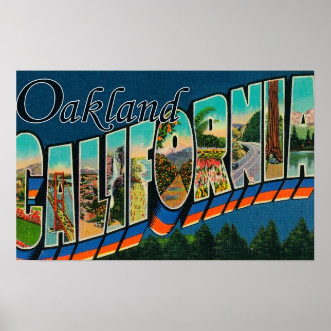 Oakland, California - Large Letter Scenes 2 Poster (Front)