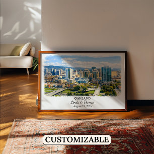 Oakland California Poster, Watercolor, Custom Poster