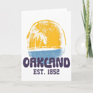 Oakland California Retro Surfer Vintage Beach For Card