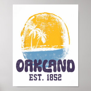 Oakland California Retro Surfer Vintage Beach For Poster