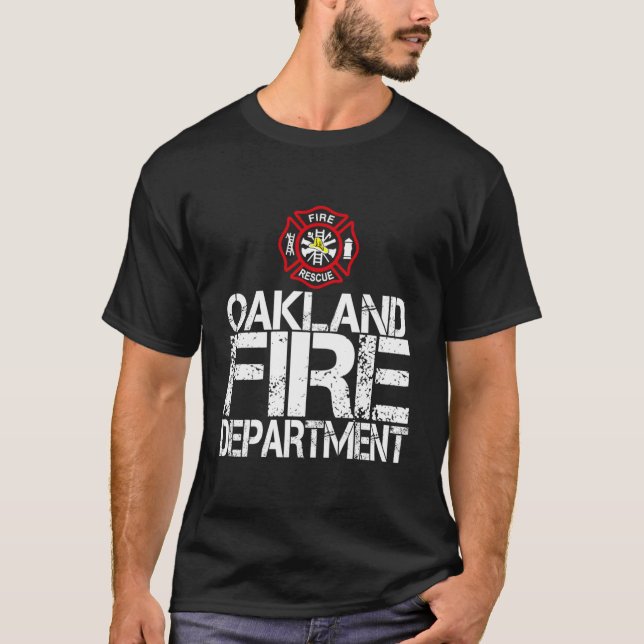 Oakland Fire Dept With Florian Cross For Family Ki T-Shirt (Front)