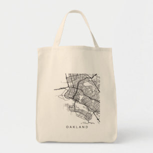 Oakland Minimalist City Street Map Dark Design Tote Bag