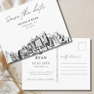Oakland Save the Date Postcard Elegant Wedding