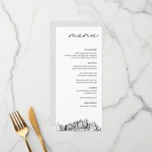 Oakland Skyline Modern Wedding Dinner Menu