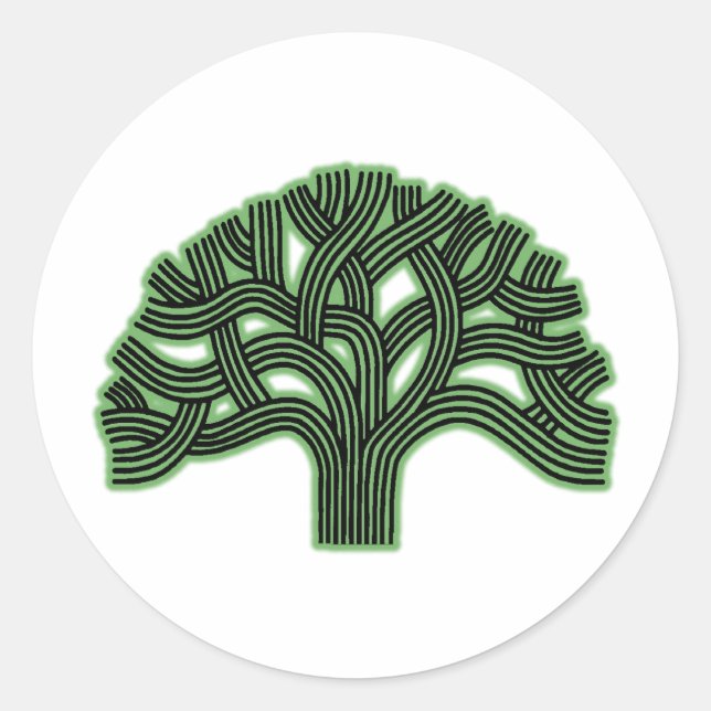 Oakland Tree Green Haze Classic Round Sticker (Front)