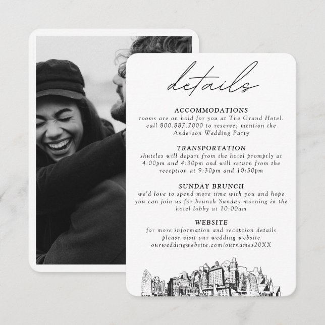 Oakland Wedding Vertical Details Enclosure Card (Front/Back)