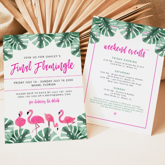 OAKLEY Final Flamingle Tropical Bachelorette Invit Invitation (Creator Uploaded)