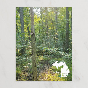 Oakwoods Metropark Trail Summer Forest With Logo Postcard