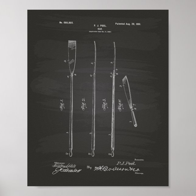 Oar 1901 Patent Art - Chalkboard Poster (Front)