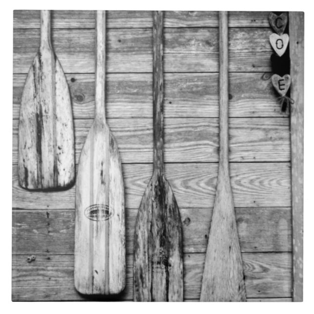 Oars are hung on wooden shed in Big Cypress, 2 Tile (Front)